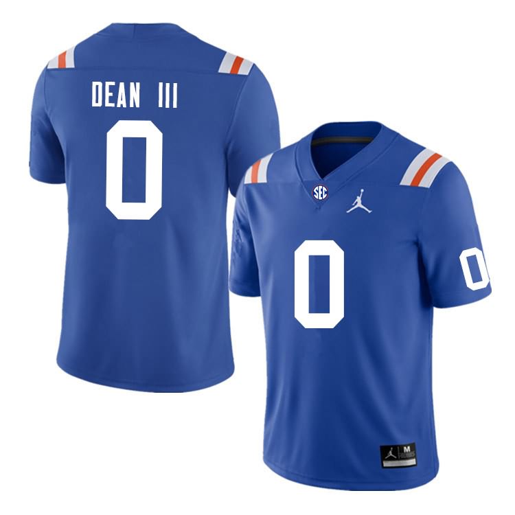 NCAA Florida Gators Trey Dean III Men's #0 Nike Blue Throwback Stitched Authentic College Football Jersey BWG5664LO